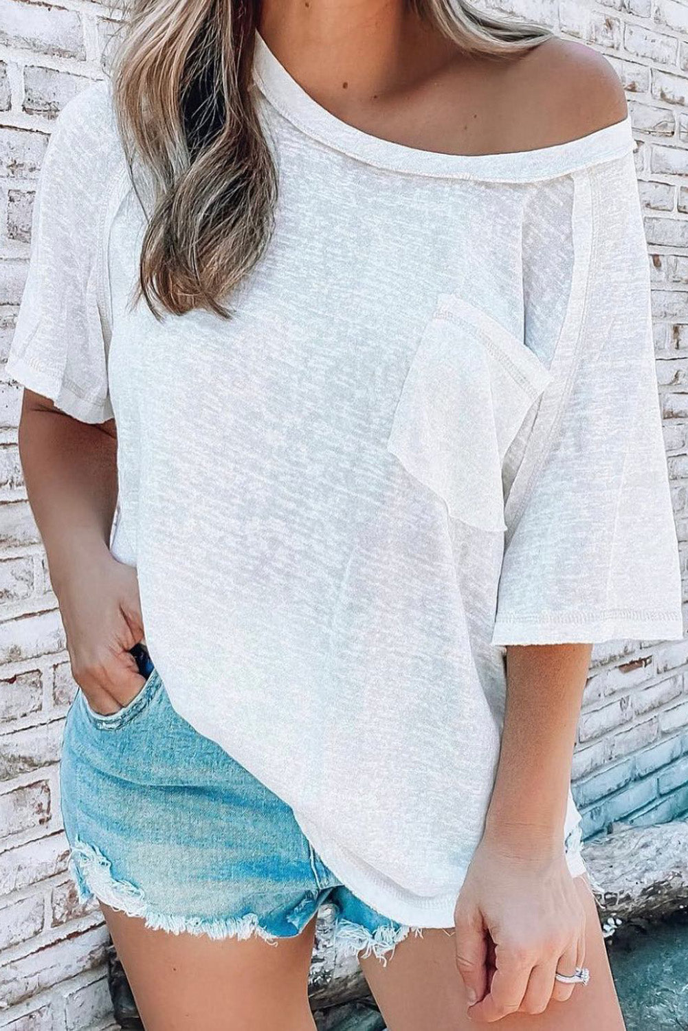 Exposed Seam Loose Fit T Shirt (Dusty Pink or White)