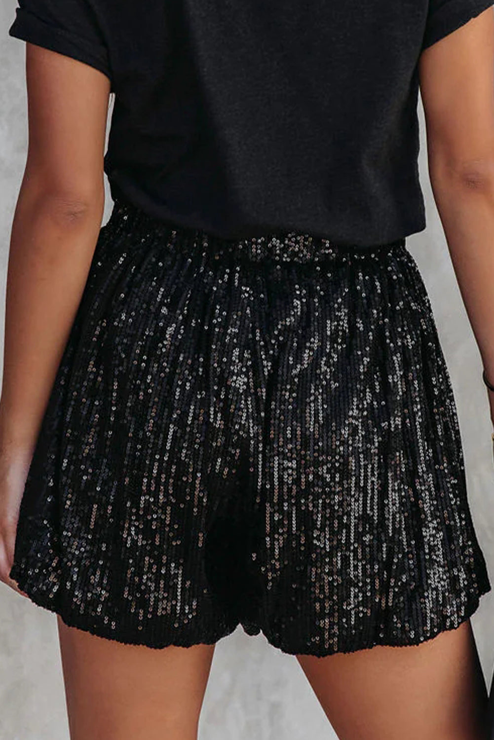 Black Sequin High Waist Balloon Shorts