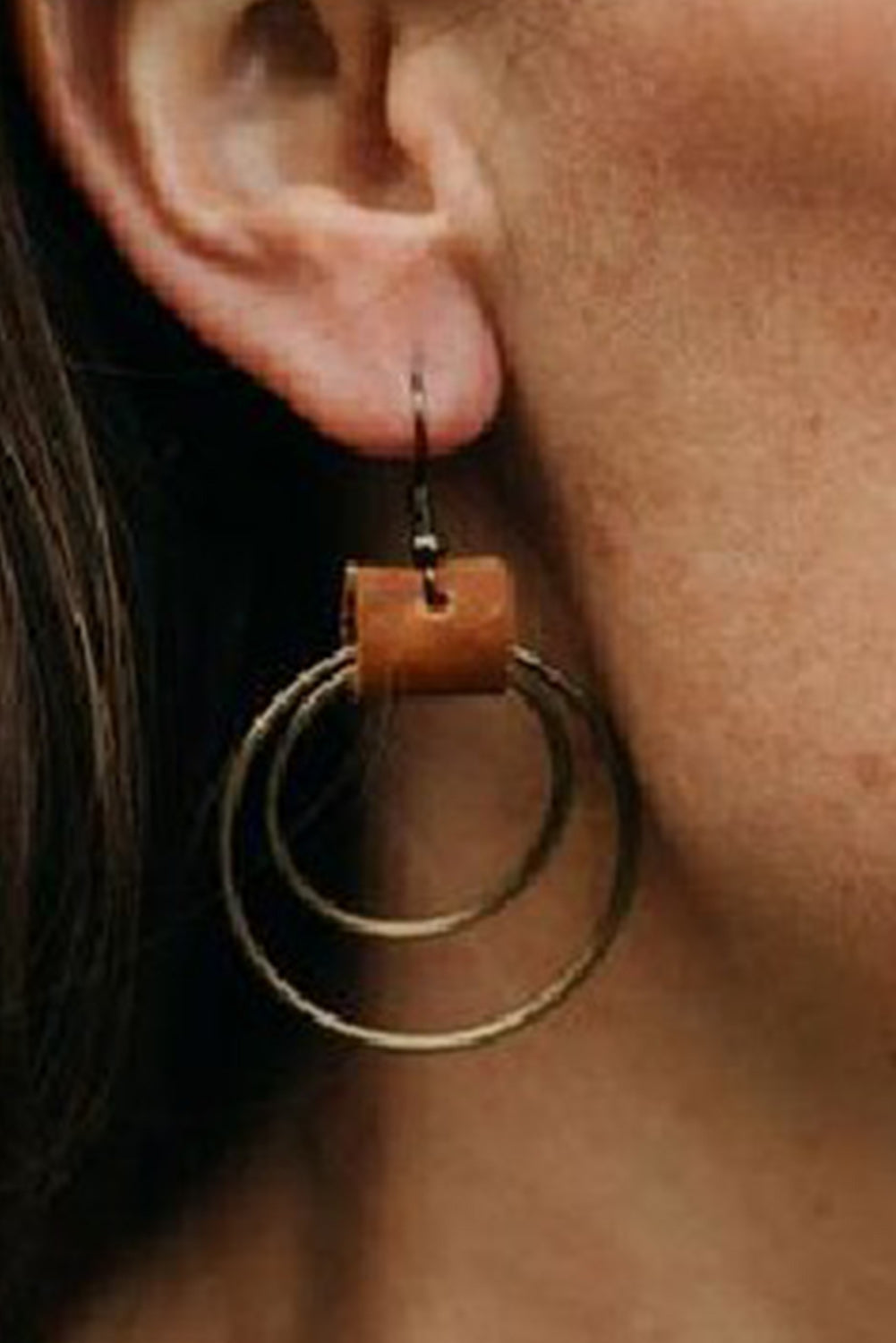 Gold Leather Hoop Earrings