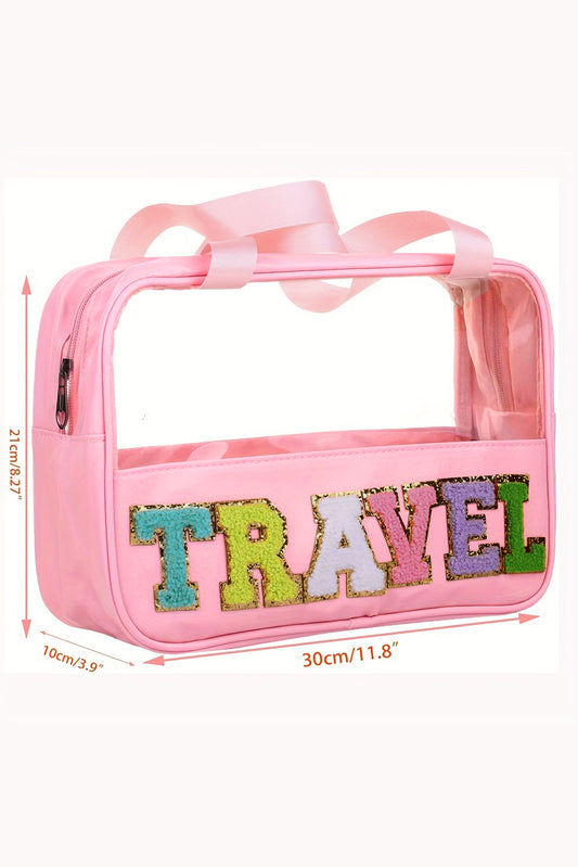 TRAVEL Chenille Letter Clear Bag (Color Options)