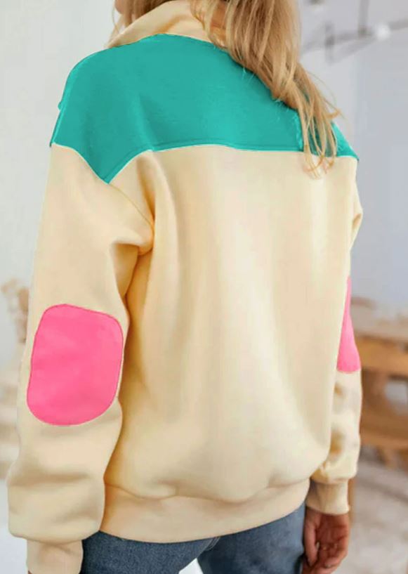 Apricot Patchwork Sweatshirt