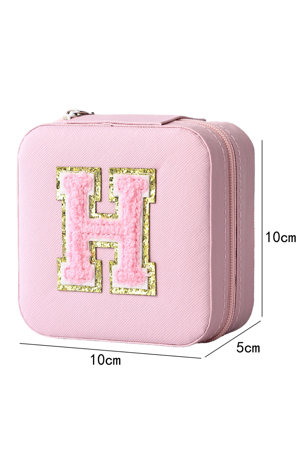 Pink Chenille Letter Graphic Jewelry Organizer Box