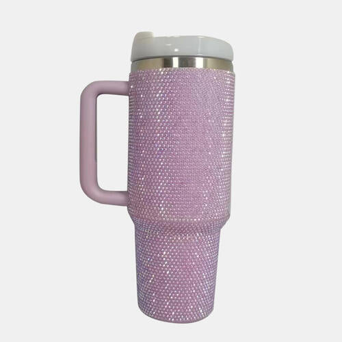 Rhinestone Stainless Steel Tumbler with Straw (Color Options)