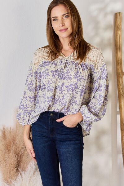 Hailey & Co Lace Detail Printed Blouse