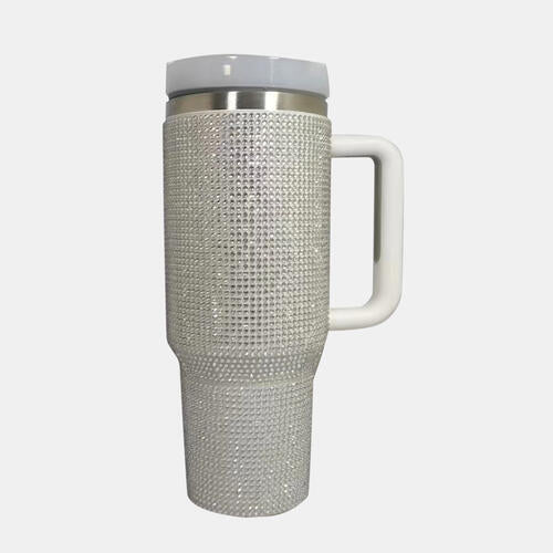 Rhinestone Stainless Steel Tumbler with Straw (Color Options)