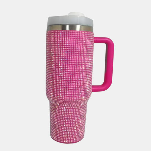 Rhinestone Stainless Steel Tumbler with Straw (Color Options)