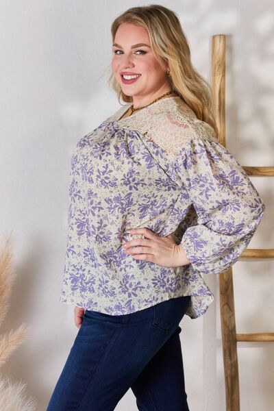 Hailey & Co Lace Detail Printed Blouse