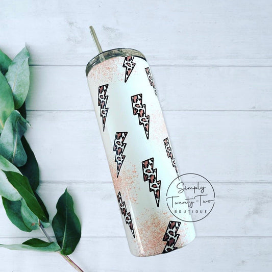 Leopard Lightening Bolts Tumbler