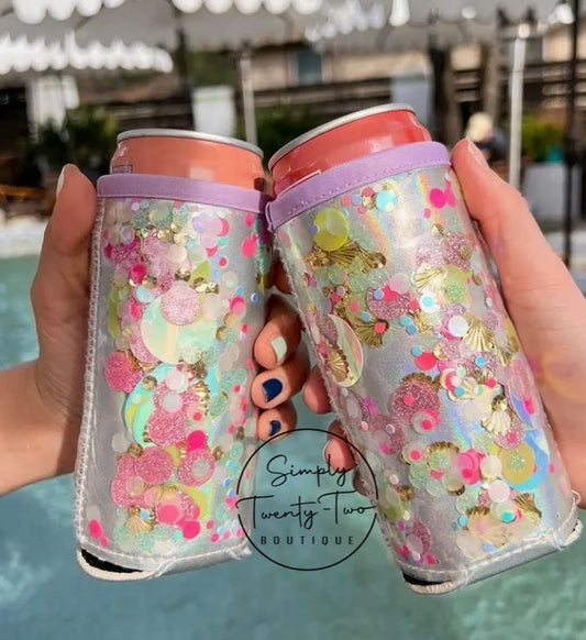 Shell-ebrate Confetti Say Cheers Can Cooler Sleeve