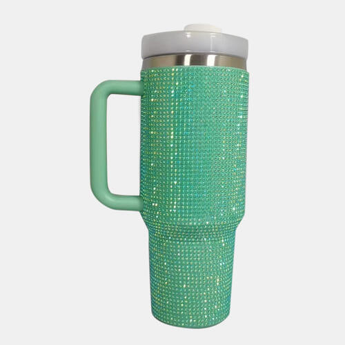 Rhinestone Stainless Steel Tumbler with Straw (Color Options)