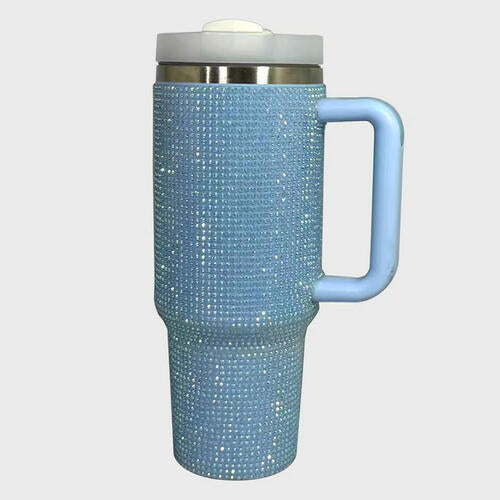 Rhinestone Stainless Steel Tumbler with Straw (Color Options)