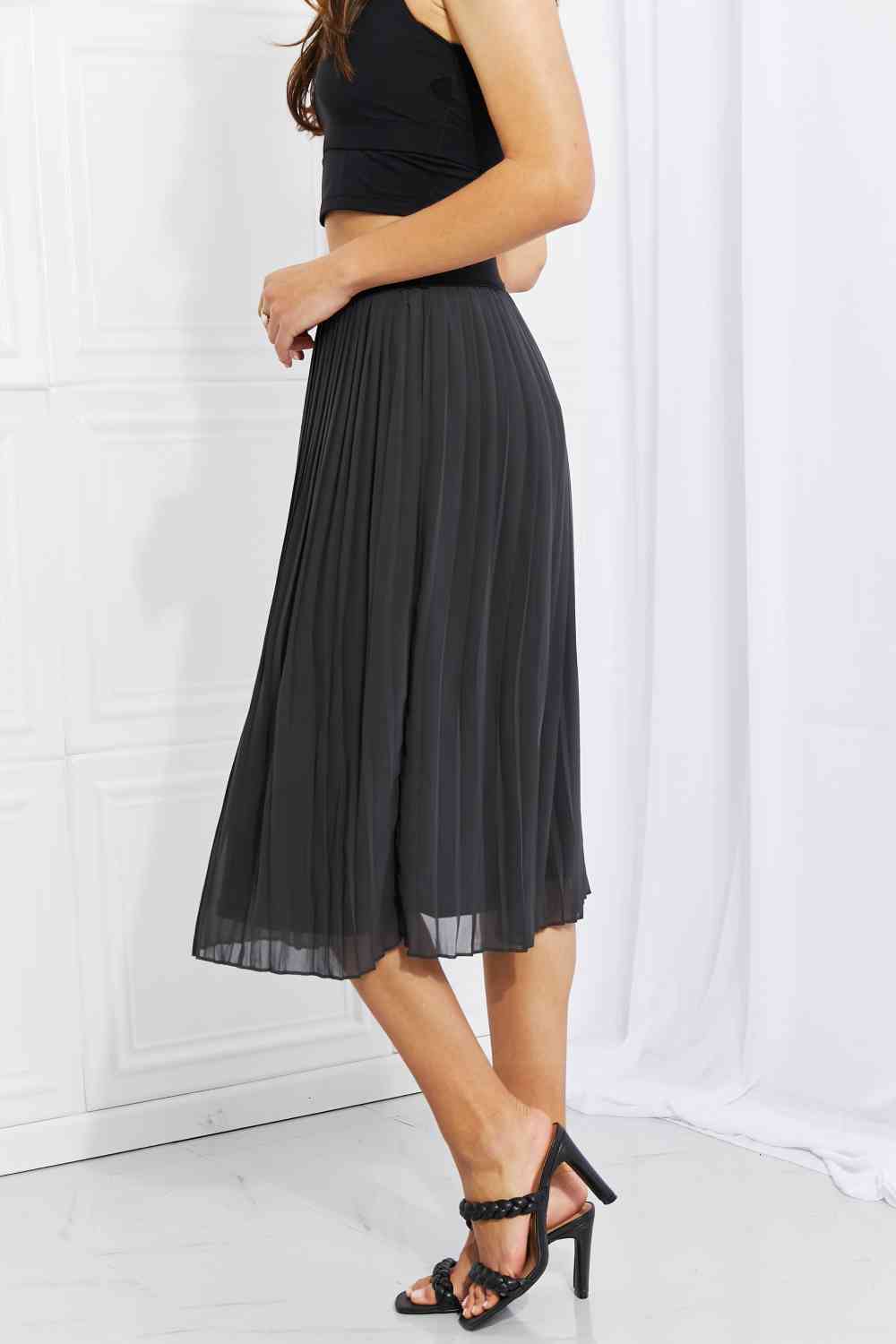 Romantic At Heart Pleated Chiffon Midi Skirt